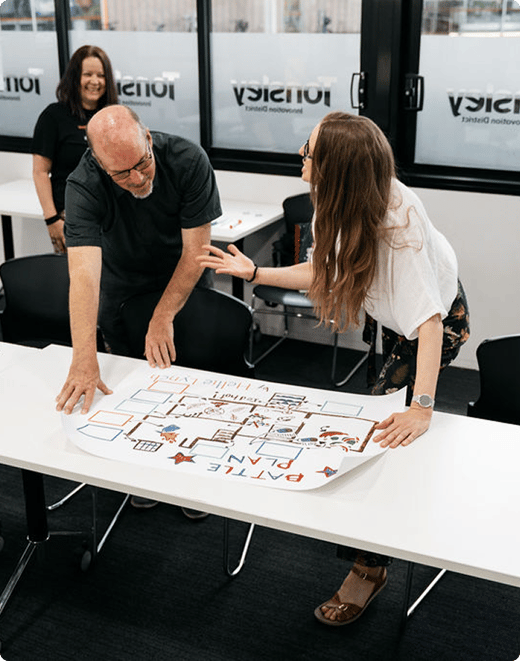 Hellie and Chris reviewing the battle plan! Hellie and Chris reviewing the battle plan!