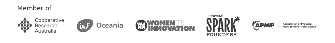 member of Cooperative Research Australia, IAF, Women in Innovation, Spark Founders and APMP - Association of Proposal Management Professionals member of Cooperative Research Australia, IAF, Women in Innovation, Spark Founders and APMP - Association of Proposal Management Professionals